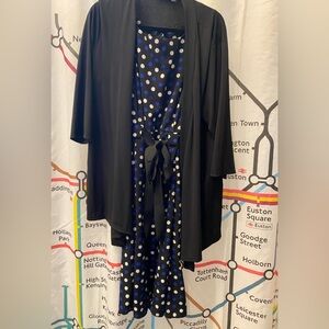 Black Polka Dot Sleeveless Dress  with Poly Black Cover-Up by Studio 1 Size 18